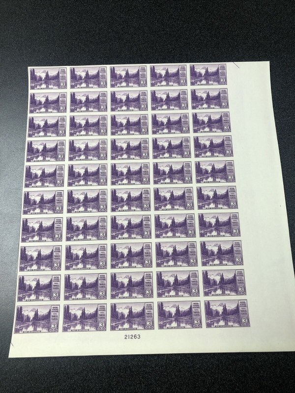 US 758 Mt. Rainier Imperf Sheet Of 50 Mint No Gum As Issued - SUPERB.