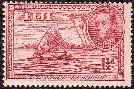 Fiji 132 - Mint-H - Outrigger Canoe (Perf 13.5)(1940) (cv $1.00)