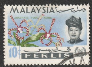 Malaya Perlis Scott 44 - SG45, 1965 Orchids 10c used