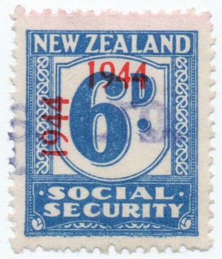(I.B) New Zealand Revenue : Social Security 6d (1944)