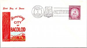 Philippines FDC 1959 - Bacolod City - 10c Stamp - Single - F43199
