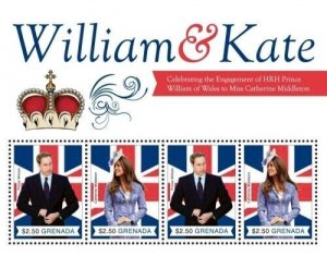 Grenada - 2011 - Royal Engagement Prince William & Kate - Sheet Of 4 - MNH
