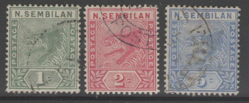 MALAYA NEGRI SEMBILAN SG2/4 1891-4 DEFINITIVE SET FINE USED 