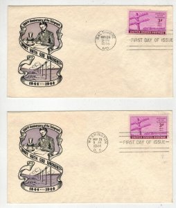 1944 SAMUEL MORSE TELEGRAPH 924 SET OF 2 BOTH CANCELS & IOOR CACHETS