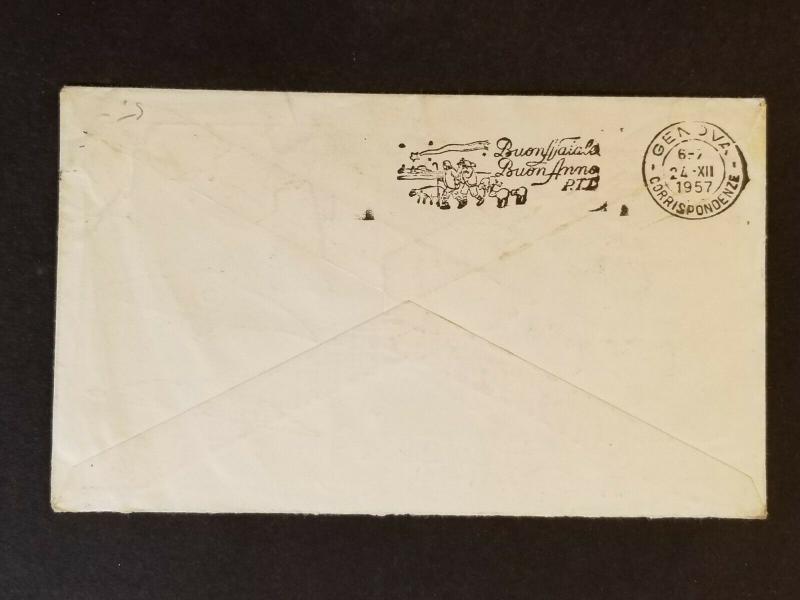 1957 Egypt Genoa Italy 25th Anniversary Aviation Multi Franking First Day Cover