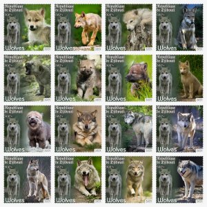 Stamps. Fauna Wolves 16 stamps perforated 2023 year  NEW