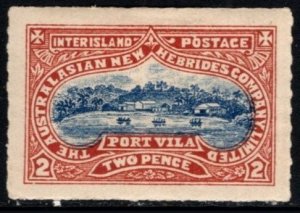 1909 Australia New Hebrides Company Port Vila Private Local Post 2 Pence Unused