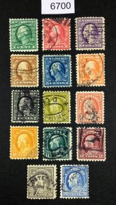 MOMEN: US STAMPS # 462-476 USED LOT #A 6700