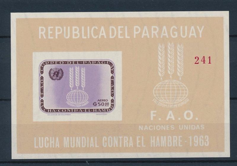 [35565] Paraguay 1963 freedom from hunger FAO Imperforated Souvenir Sheet MNH