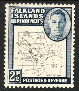 1949 Falkland Island Dependencies KGVI and Map 2½p issue MNH Sc# 1L13 CV $9.00