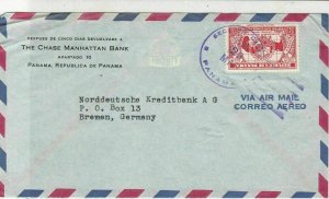 Panama The Chase Manhattan Bank Panama Airmail to Germany Stamps Cover Ref 25382