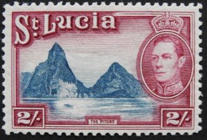 St Lucia 1938 GVI Two Shillings SG 136 mint