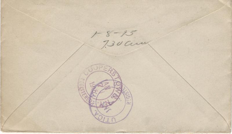 U.S., 2c and 5c Washington pair, Used on 1915 Registered Cover, Many Markings