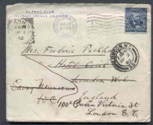 USA cover- #8239-5c Grant to England-Colorado Springs-1902-squared