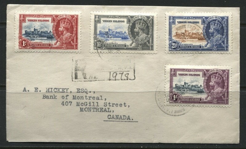 Virgin Islands KGV 1935 Silver Jubilee set on registered cover 