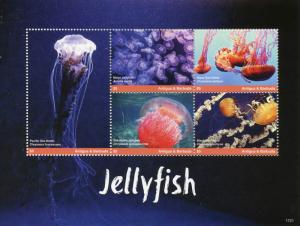 Antigua & Barbuda 2017 MNH Jellyfish 5v M/S I Marine Animals Stamps 