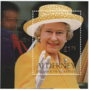 Alderney 2001 MNH Sc 163 1pd75p QEII 75th birthday Sheet