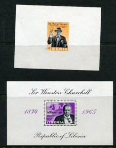 Liberia 2 Souvenir Sir Winston Churchil Perf+Imperf Proof  MNH  6187