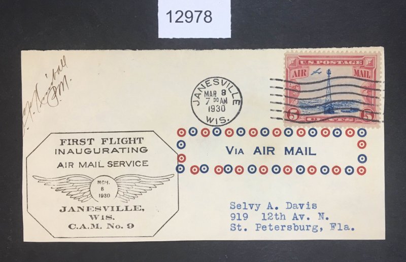 MOMEN: US STAMPS # C11 USED ON PIECE COVER FRONT LOT #12978