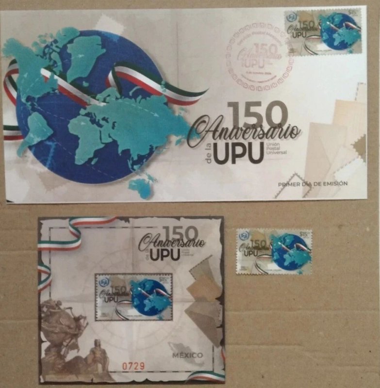 Mexico 150 Years Of The UPU Stamp,First Day Cover,S Sheet,Leaflet 2024-ZZIAA
