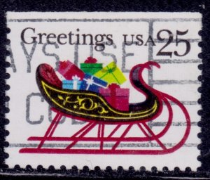 United States, 1989, Sleigh with Presents, 25c, sc#2429, used*