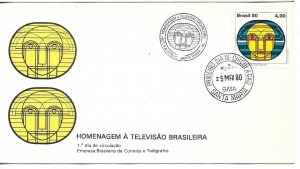 BRAZIL 1980 HOMAGE TO BRAZILIAN TELEVISION TV BROADCASTING FIRST DAY COVER