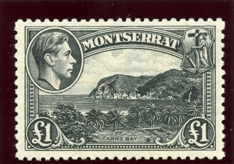 Montserrat 1948 KGVI £1 black superb MNH. SG 112. Sc 103. 