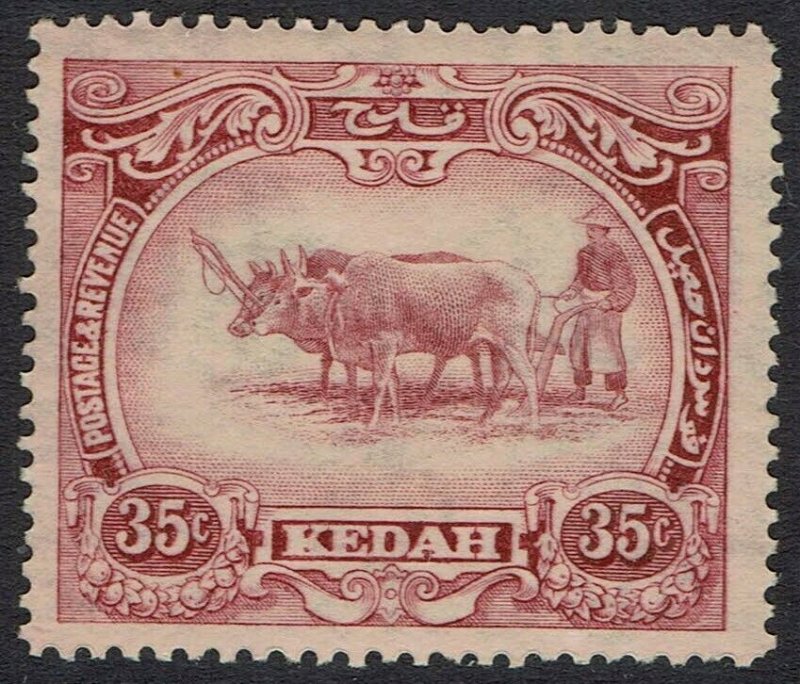 KEDAH 1922 PICTORIAL 35C WMK MULTI SCRIPT CA