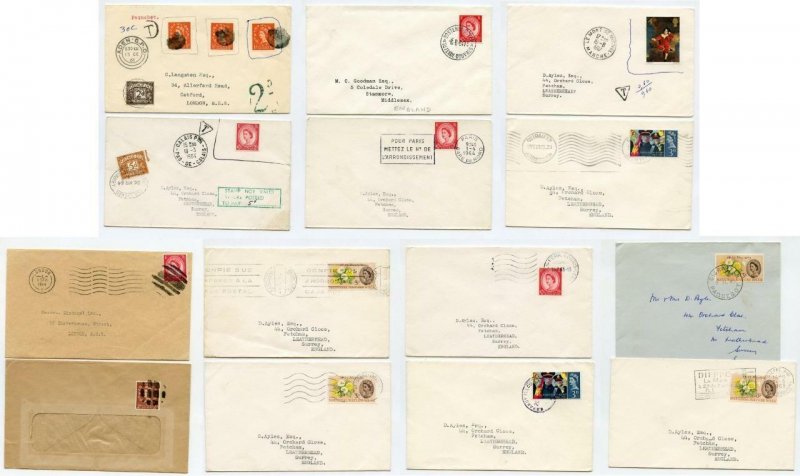 Modern GB Stamps Used Abroad x 14 Covers. Inc Obliterated Wildings, Dues etc