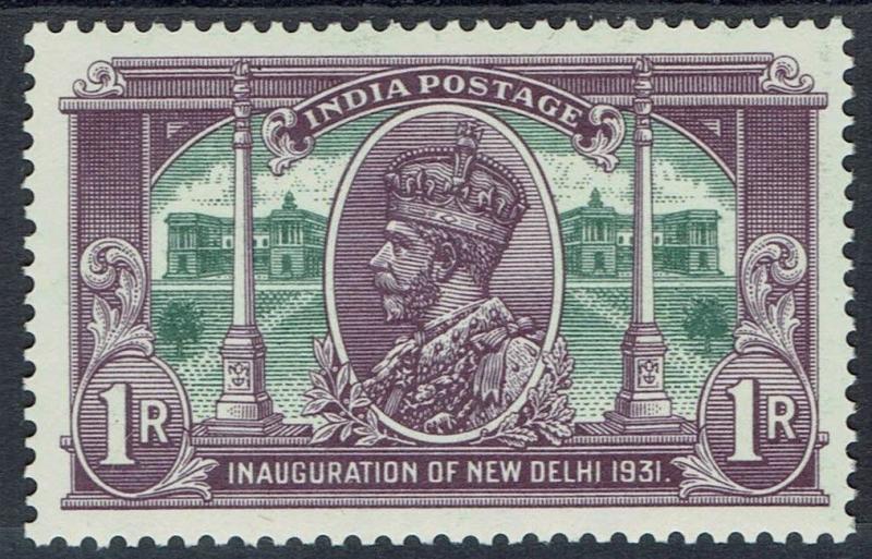 INDIA 1931 KGV NEW DELHI 1R WMK MULTI STAR POINTING RIGHT