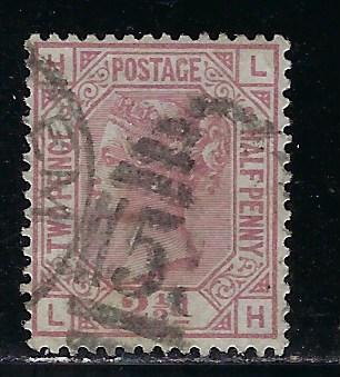Great Britain Scott # 66, used, plate # 2/LH