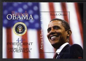 ANTIGUA - 2009 - Obama Inauguration - Perf Min Sheet - Mint Never Hinged