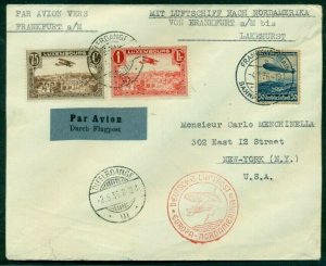 LUXEMBOURG GERMANY COMBINATION FRANKING 1936 1st No. American flight zepp cover