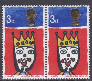 1966 Sg713pac 3d Christmas Pair with and without phosphor UNMOUNTED MINT [SN]
