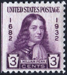 SC#724 3¢ William Penn (1932) MNH