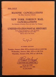 Siegel Sale 406-Masonic Cancellations-New York Foreign Mail Cancellations