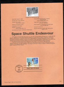 SP956a Space Shuttle Endeavour, Souvenir Page FDC (#2544a)