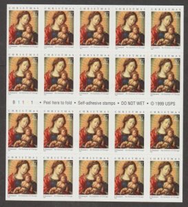 U.S. Scott #3675a Christmas Madonna & Jesus Stamps - Mint NH Booklet Pane