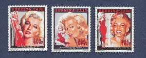 BURKINA FASO - Scott 1012-1014 - MNH  - Marilyn Monroe - 1995