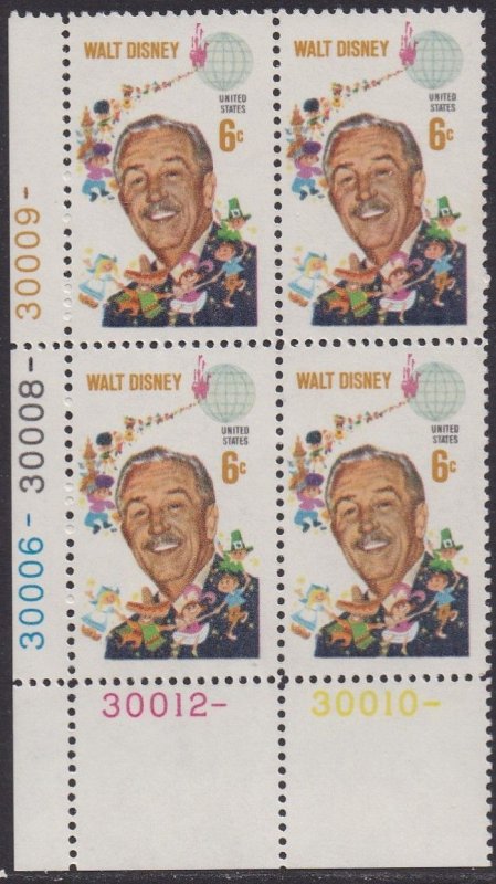 1355 Walt Disney Plate Block MNH