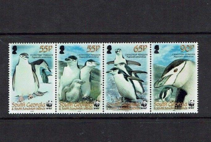 South Georgia: 2008, Endangered Species, Chinstrap Penguin, (WWF logo) MNH set 