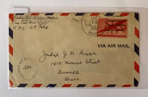 US Letter From Calif To Texas Stamped By Navy Oensor 1945