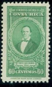 Costa Rica #C85A Air Mail Stamp 1945 60c. Portrait Type of 1943-47 Used Postmark