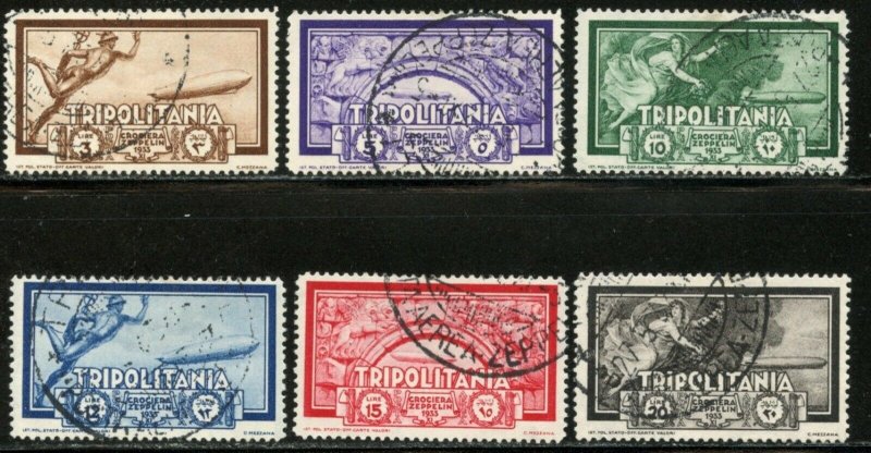 TRIPOLITANIA Sc#C21-C26 1933 Graf Zepplin Complete Set Used