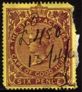 1885 Cape of Good Hope Revenue 6 Pence Queen Victoria Stamp Duty