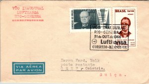 Brazil Lufthansa 1st Flight Rio to Geneva,Switzerland 1966 Cover