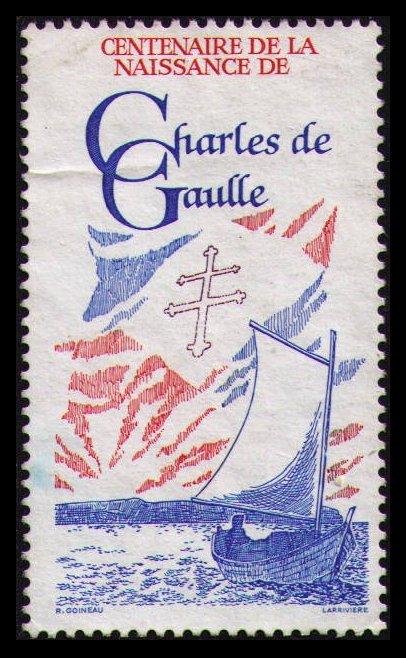 FRANCE 1990 CENTENARY OF THE BIRTH OF CHARLES DE GAULLE POSTER STAMP CINDERELLA