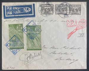 1935 Netherlands Rocket Flight Mail Cover To The Hague Signed 466 Flown