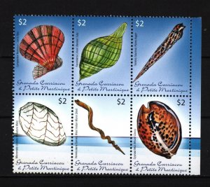 GRENADA GRENADINES 2006 MARINE LIFE/SHELLS SHEET OF 6 STAMPS MNH