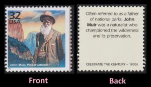 US 3182j Celebrate the Century 1900s John Muir 32c single MNH 1998